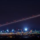 Light trails over the airport