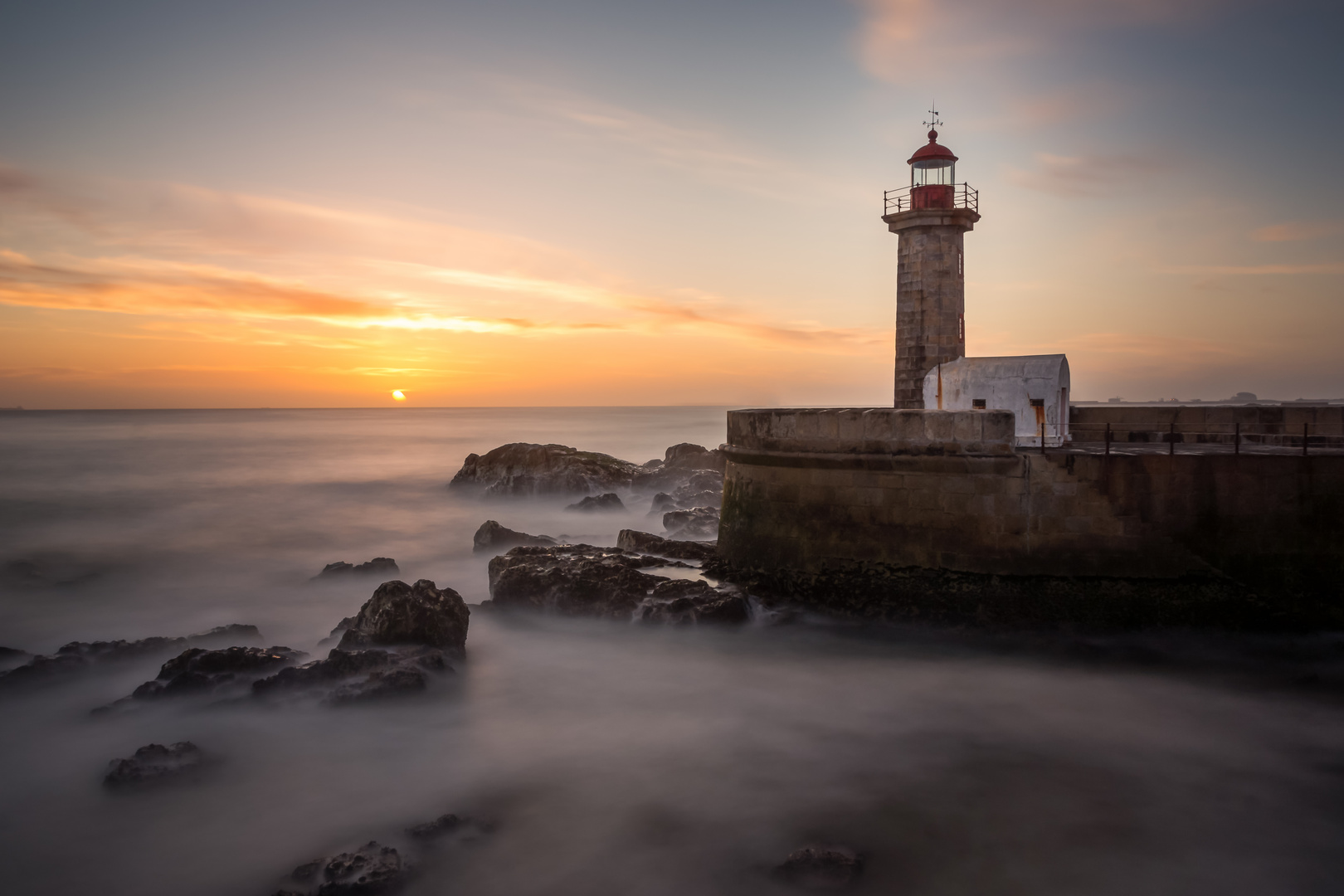 Lighthouse of Porto at sunset