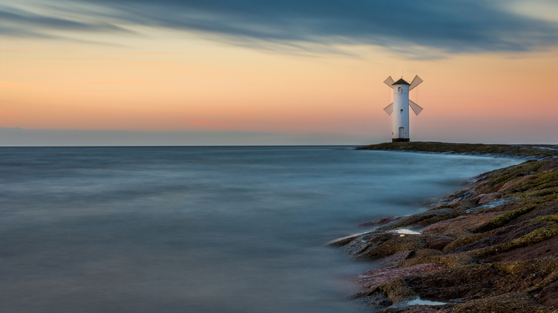 Lighthouse Swinemünde at sunset (Poland)