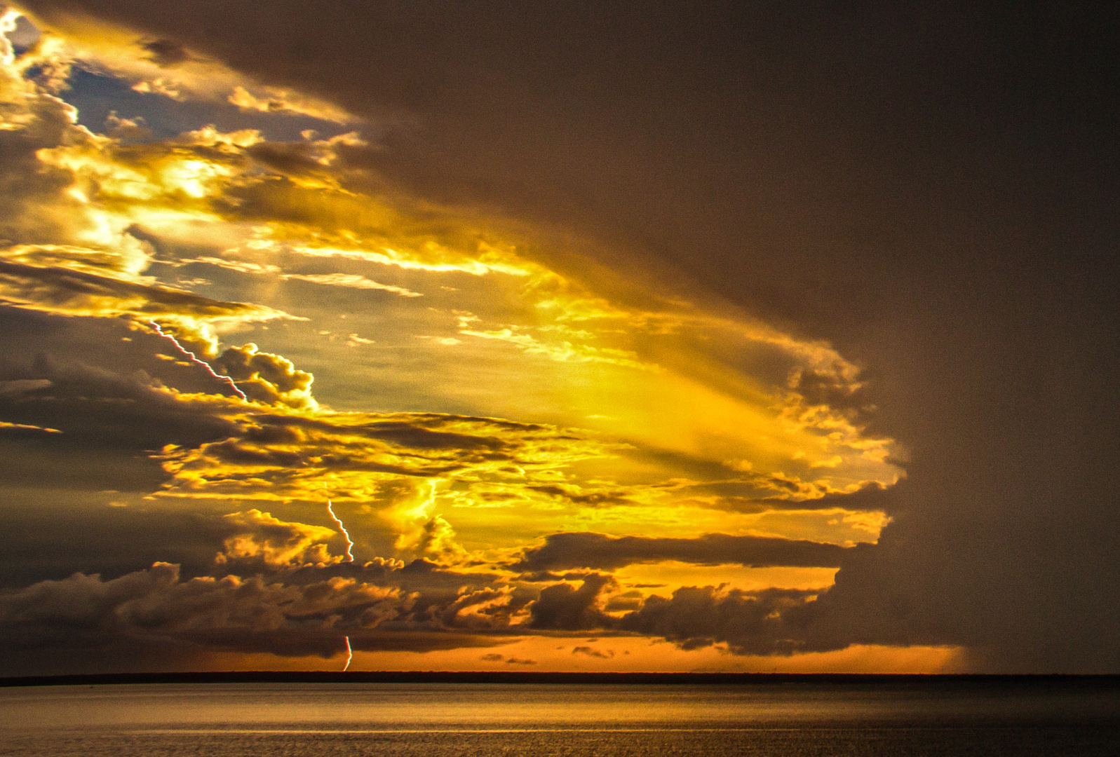 Lightning At Sunset