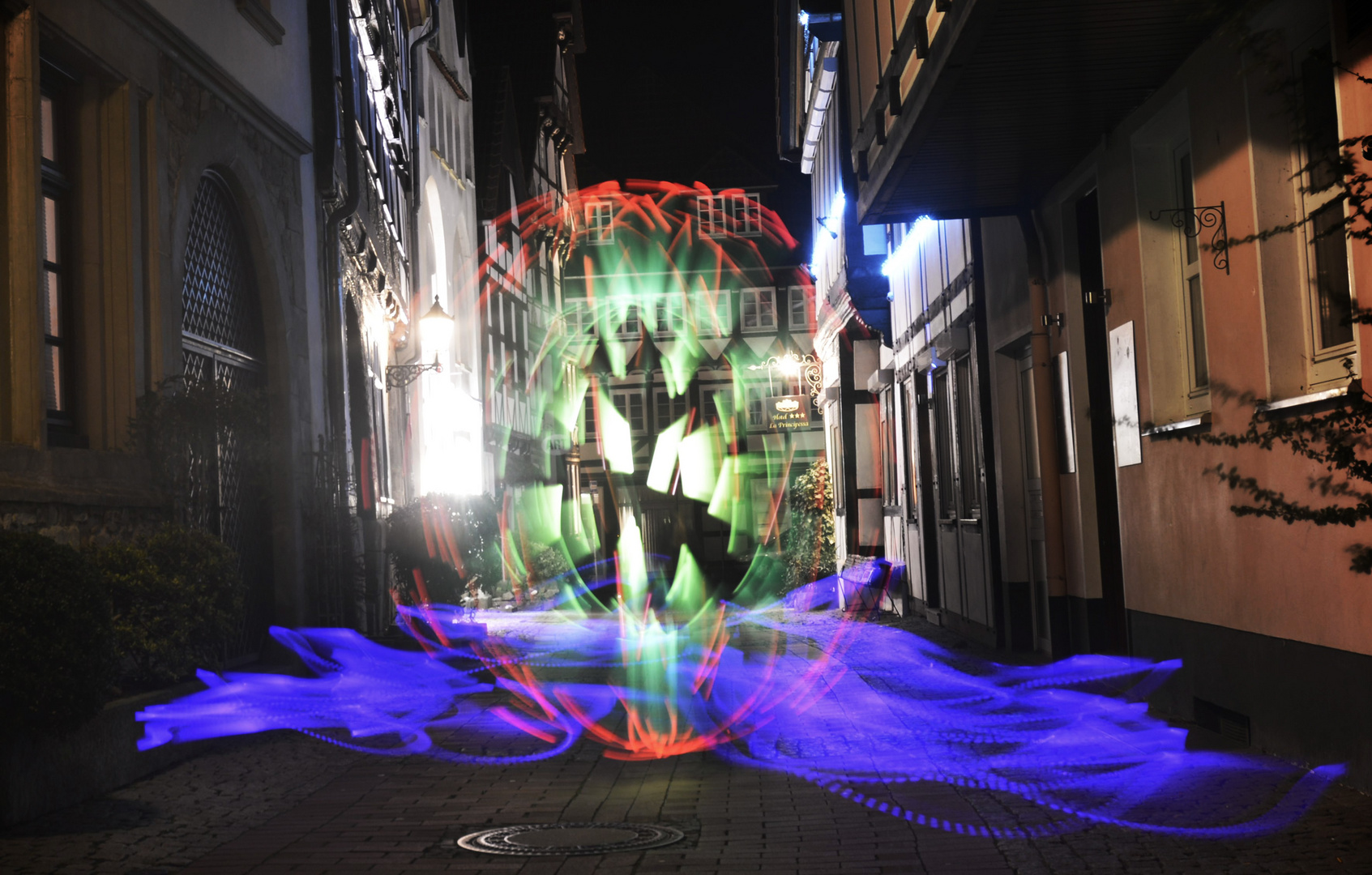 Lightpainting in der Stadt Hameln