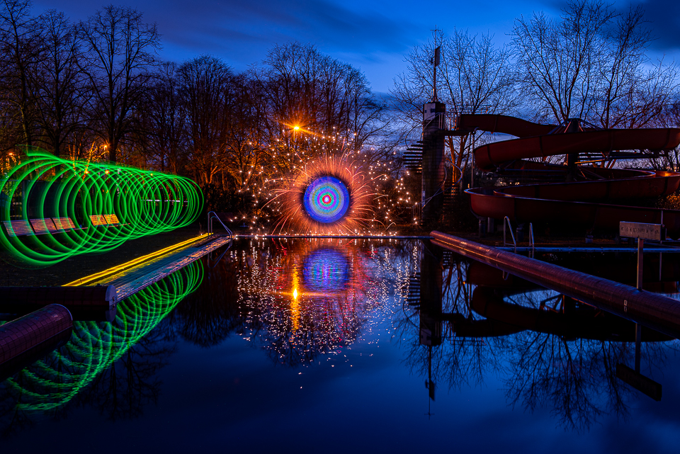 Lightpainting zu blauen Stunde