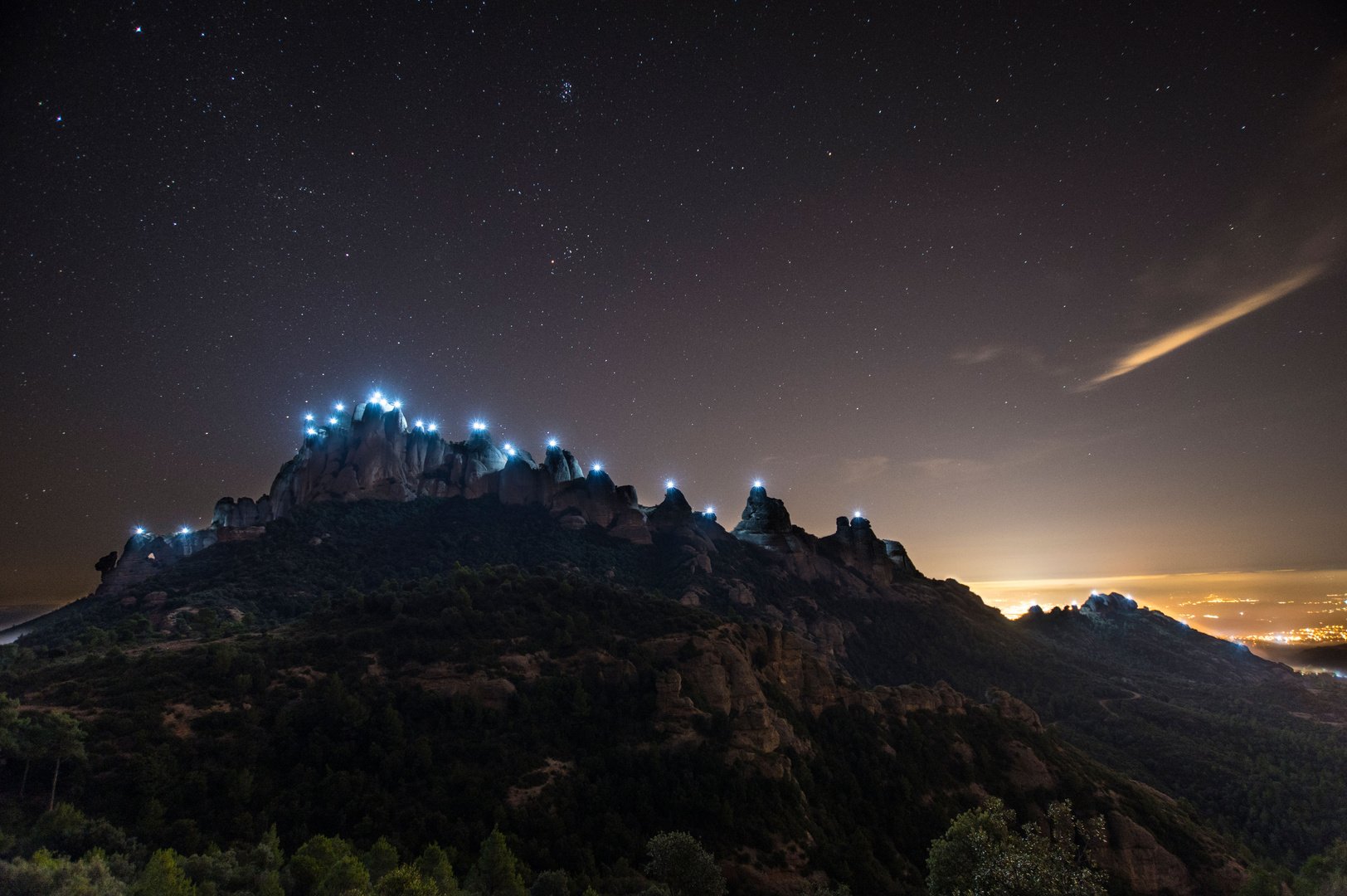 Lights in Montserrat mountain Park 3