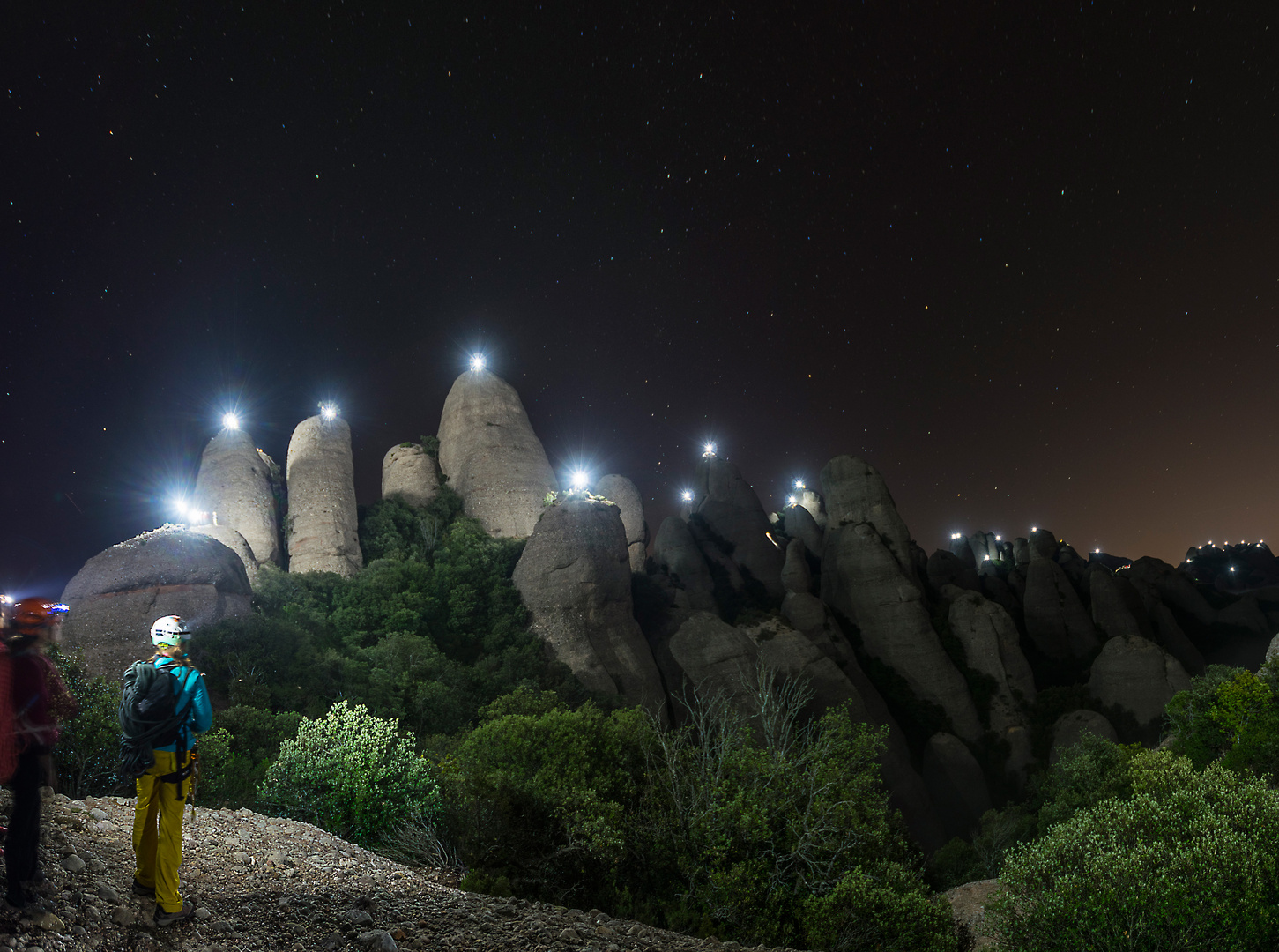 Lights in Montserrat mountain Park