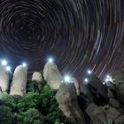 Lights in Montserrat mountain Park. Circumpolar.