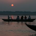 Lights of the sun of the new day in Varanasi.