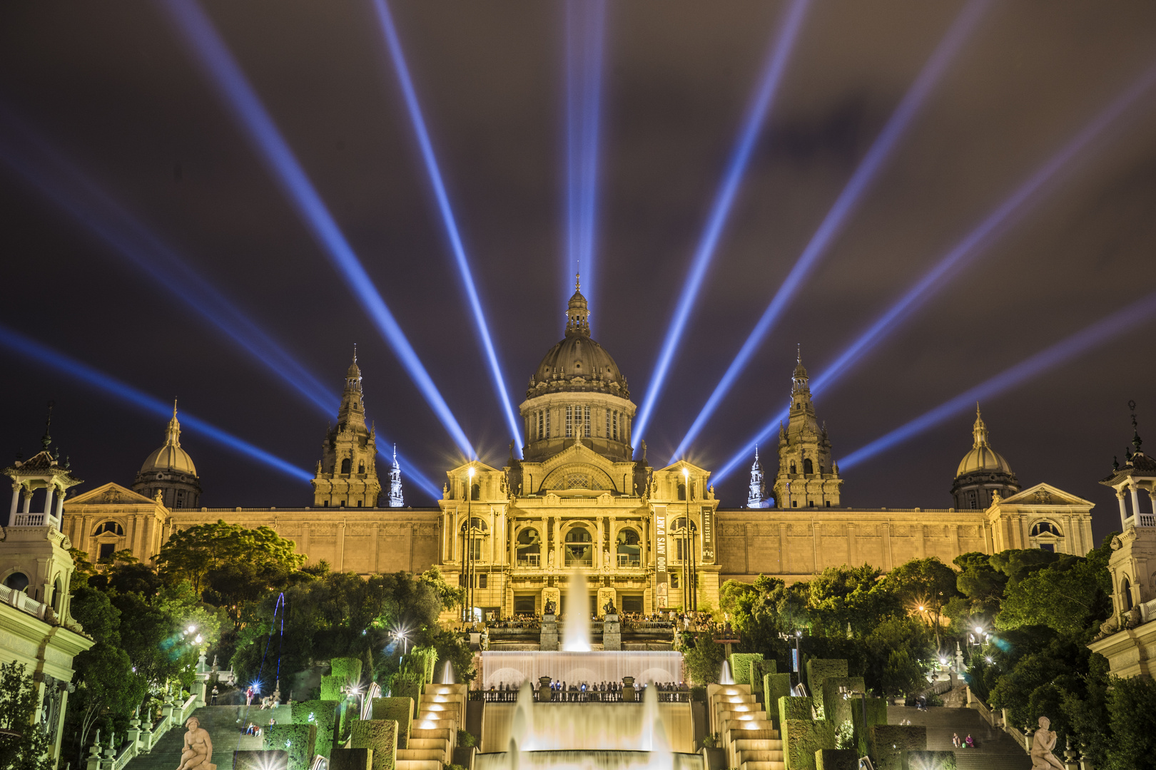 Lightshow at the Royal Palace in Barcelona