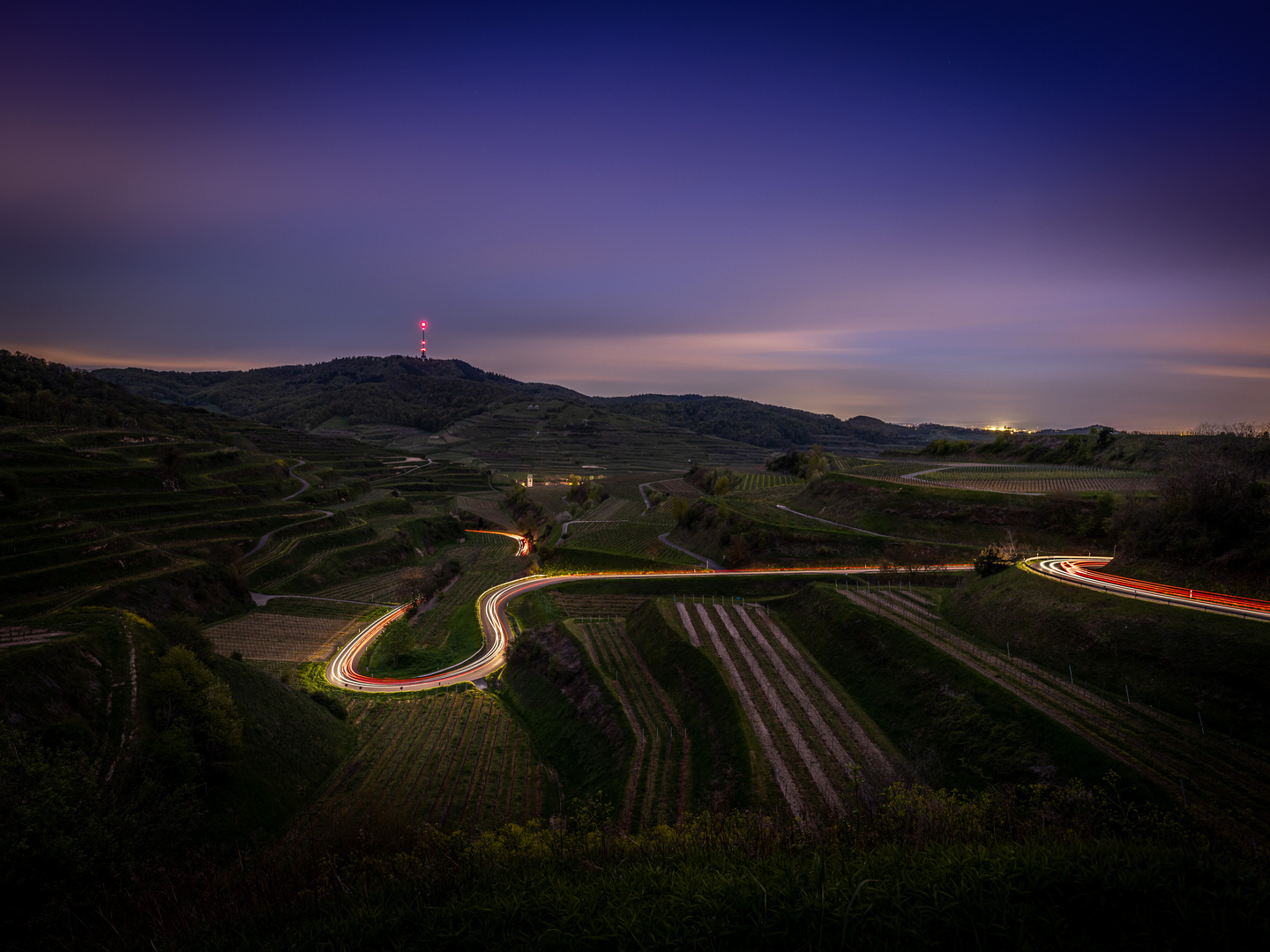 Lighttrails an der Bassgeigenkurve