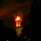 L'incendio del campanile del Santuario Antoniano dell'Arcella