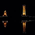 Lindau Hafeneinfahrt bei Nacht (Löwe und Leuchtturm)