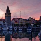 Lindau mit Abendlichtspiegelungen