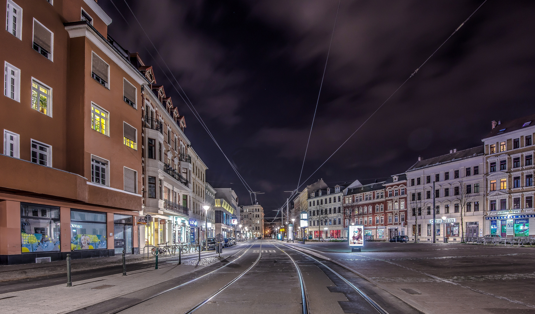 Lindenauer Markt (Leipzig) bei Nacht