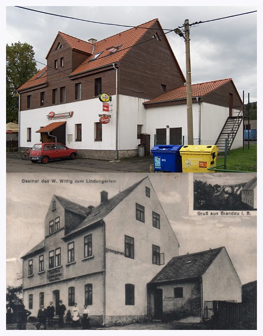 Lindengarten Brandau / Erzgebirge 1910 und Heute
