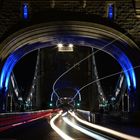 Lines in rush hour over Tower Bridge