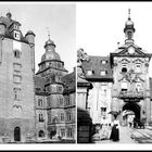 Links-Schloß Johannisburg in Aschaffenburg um 1895, rechts-Rathaus in Bamberg
