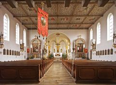 L’intérieur de l’Eglise de l’Immaculée Conception à Zusmarshausen (Bavière)