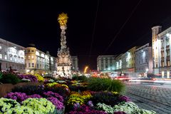Linz, Hauptplatz bei Nacht