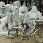 Lion statues carved from marble