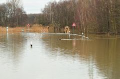 Lippe-Hochwasser 2011 am Tibaum bei Werne-Stockum - Nichts geht mehr ...