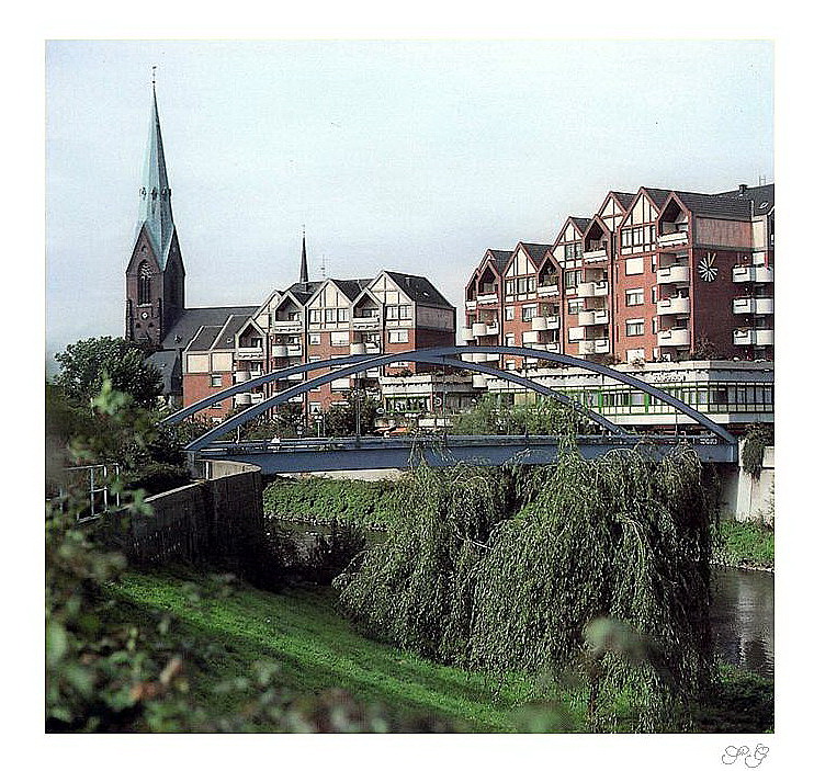 Lippebrücke mit Marienkirche; Lünen