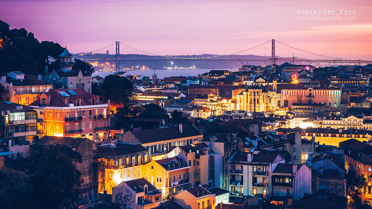 Lissabon - Skyline im Sonnenuntergang