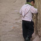little boy and wall