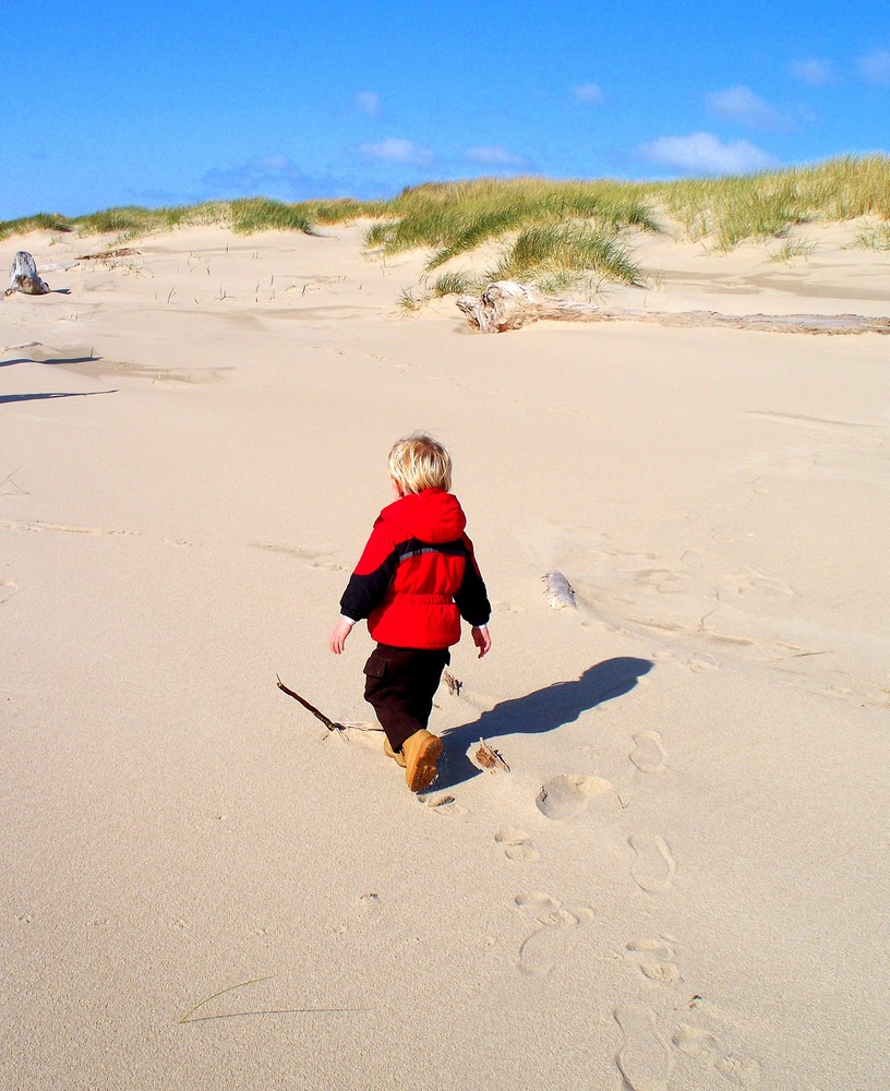 Little Boy walking on the beach