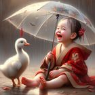 little Girl in the Rain