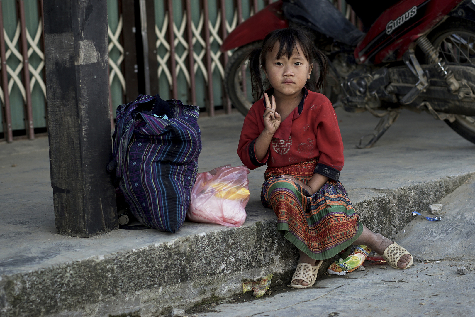 Little Girl waiting for the bus.