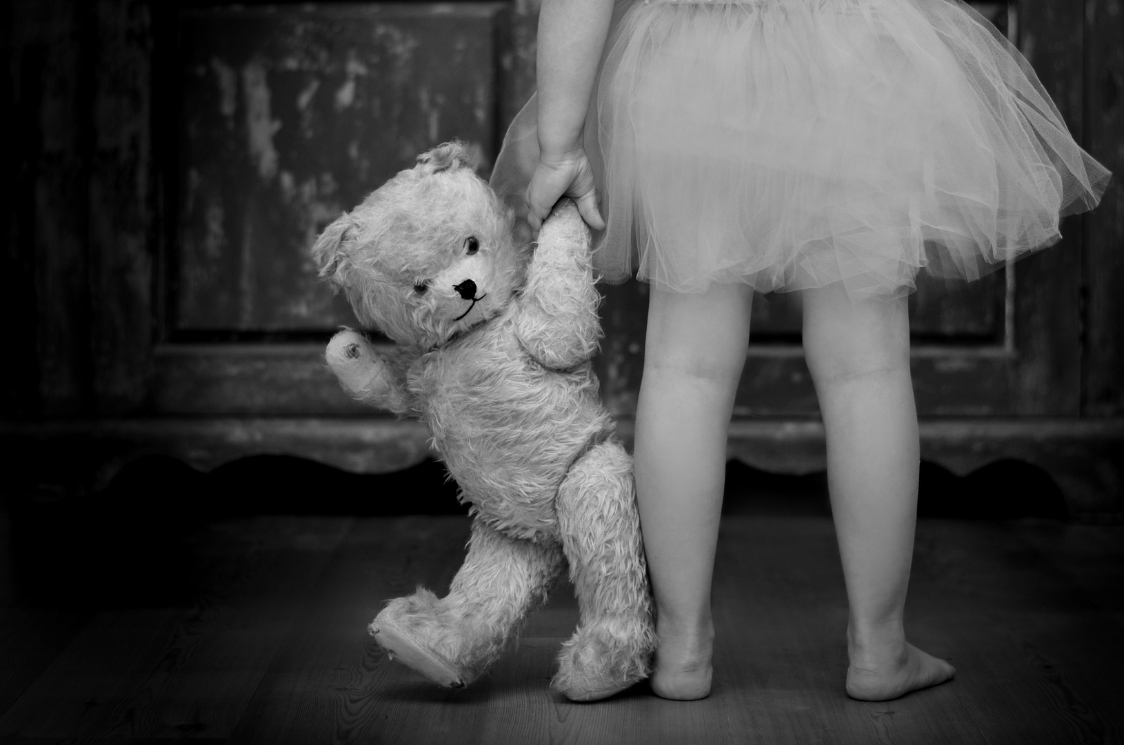 little girl with bear