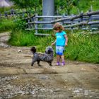 Little Girl with Dog in Transylvania