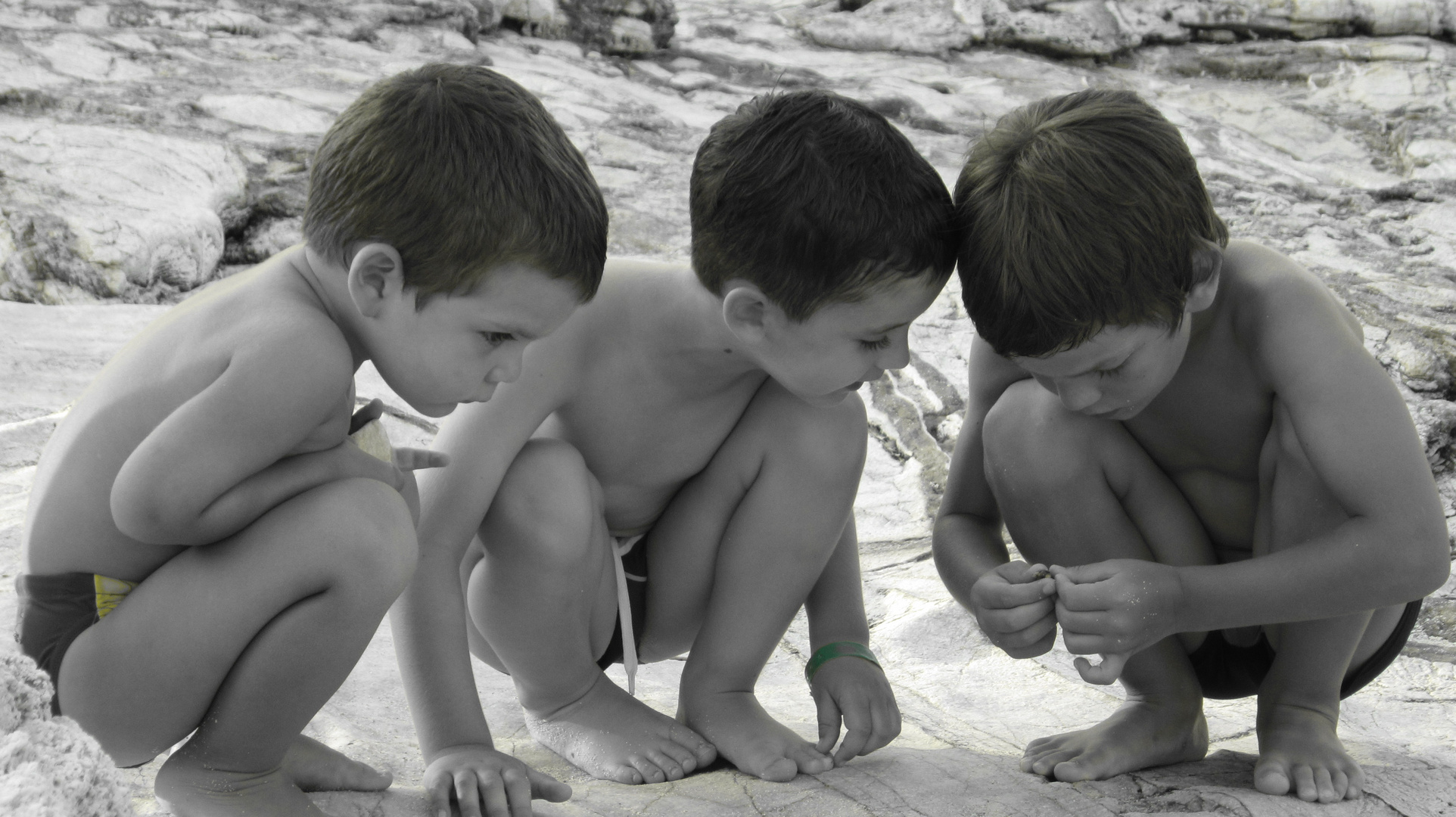 Little people researching Thassos, Greece