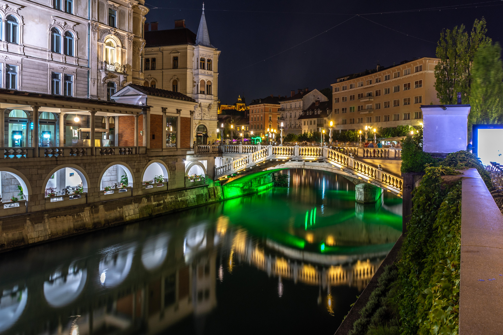 Ljubljana Triple Bridge by night