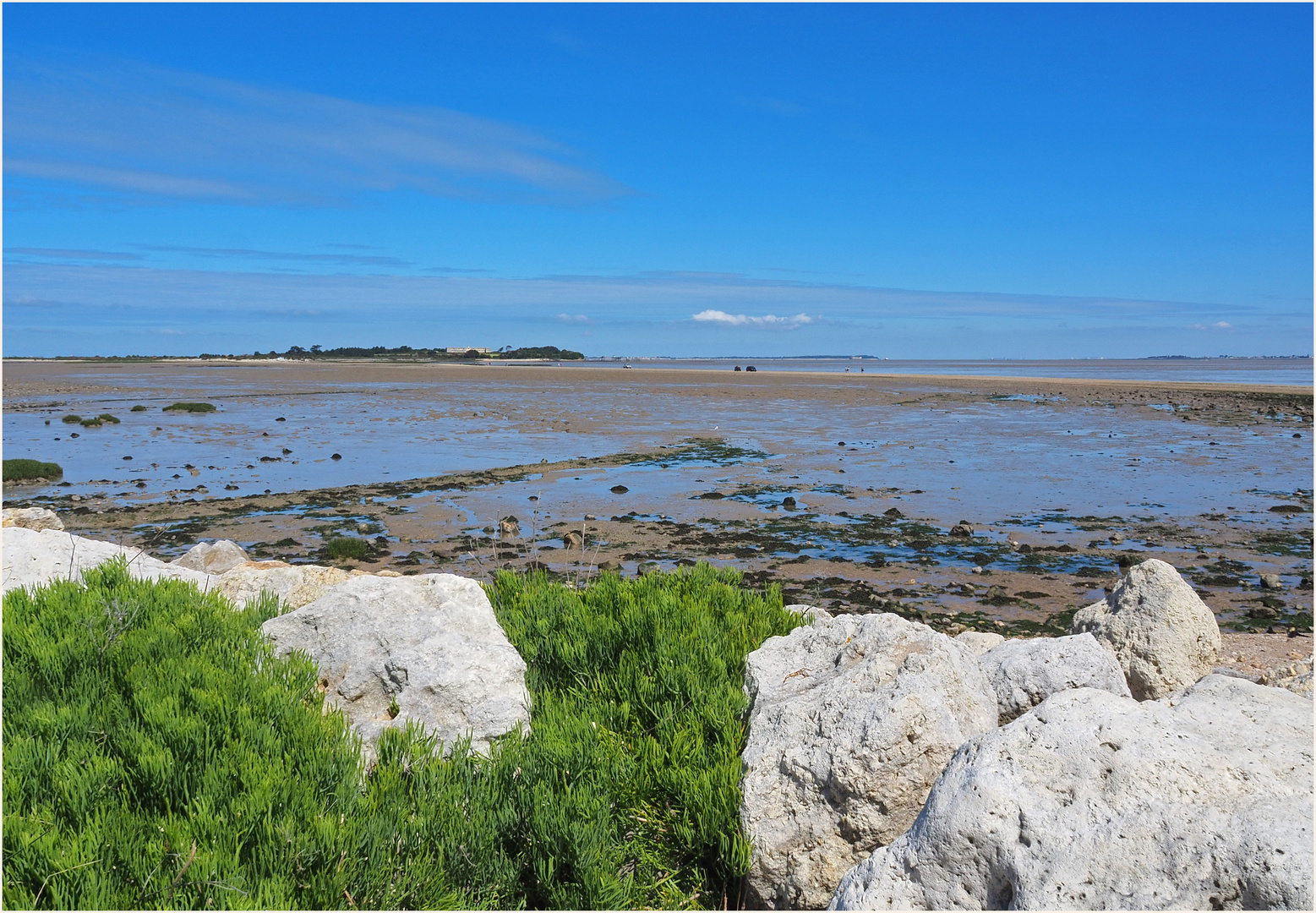 L’Île Madame et l’estran de la Passe aux Bœufs vus de la côte