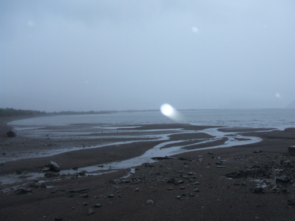 lluvia en la playa.