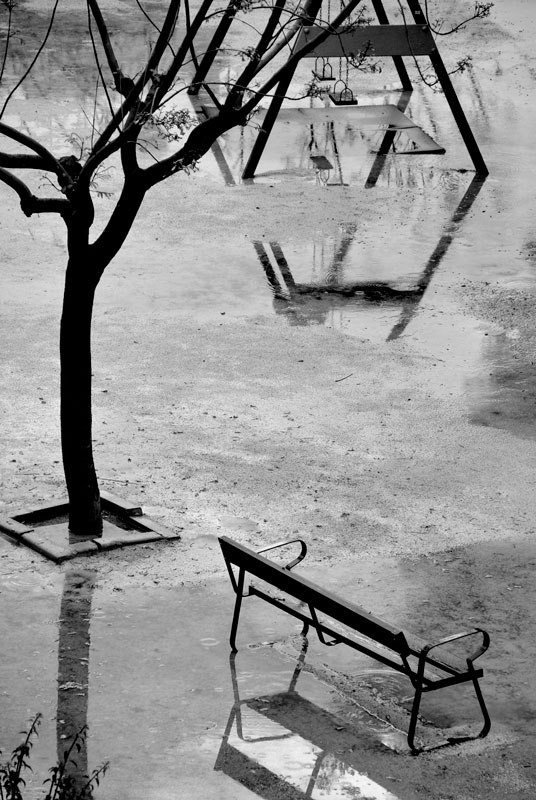 Lluvia en la plaza