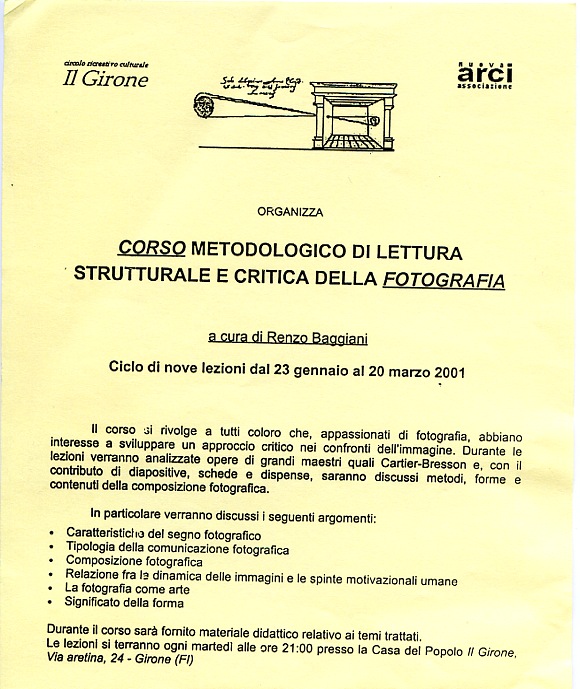 Locandina corso di Lettura strutturale della Fotografia