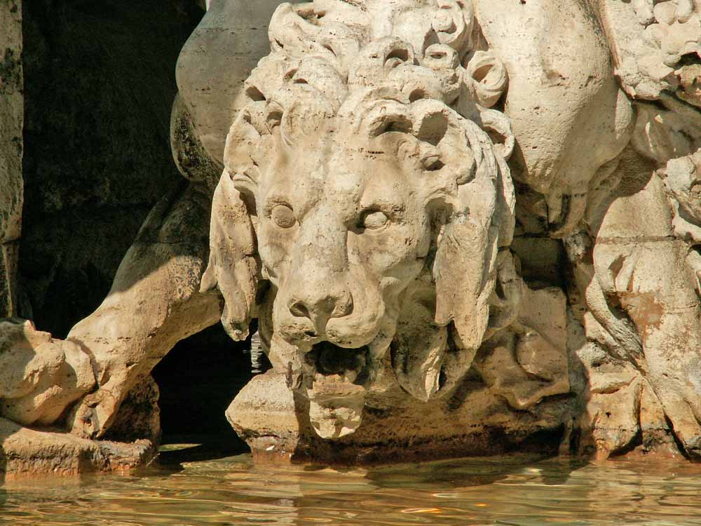 Löwe Vierströme Brunnen Piazza Navona