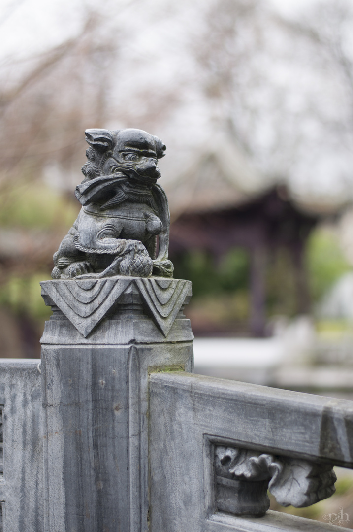 Löwen Skulptur im chinesischen Garten Frankfurt a.M