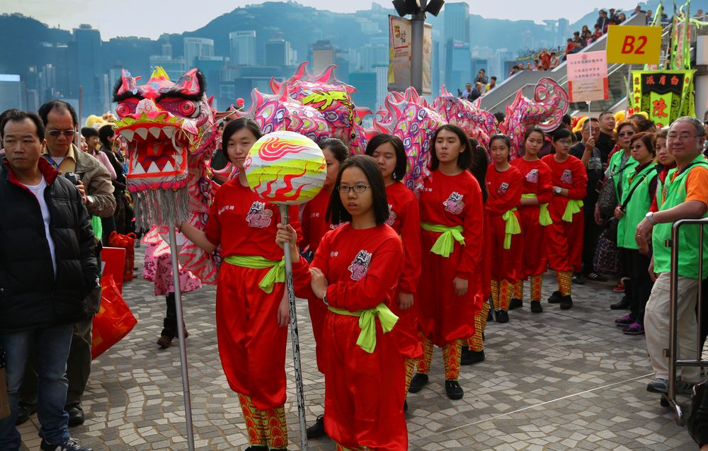 Löwen und Drachenfest in Hong Kong