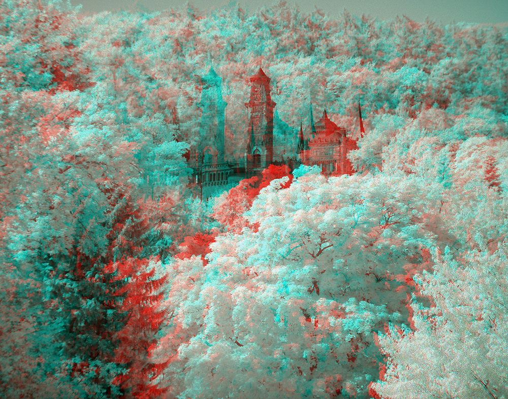 Löwenburg in Kassel Wilhelmshöhe Anaglyphe