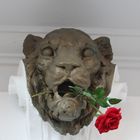 Löwenkopf mit Rose