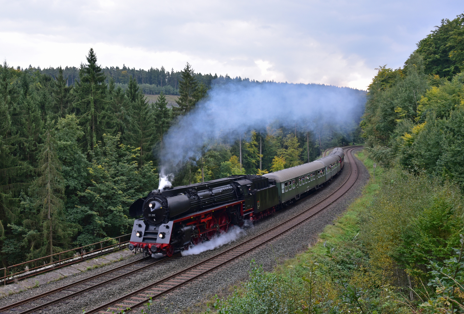 Lok 01 519 auf der Schiefen Ebene