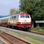 Lok 218 105 als Sonderzug in IC Farben im Bf Markelsheim 18.9.2010