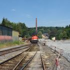 Lok 71 verläßt am Schluß des Brühne-Kalkmehlzuges den alten Bahnhof