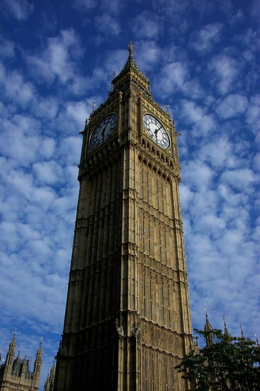 London. Big Ben and Clouds