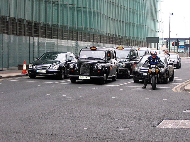 London snaps: Mercedes, cab and motorbike