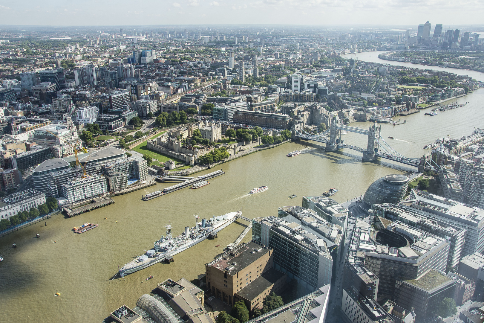 London - View from the Shard - Tower Bridge-HMS Belfast - 03