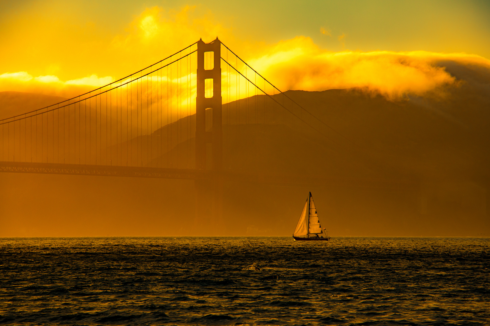 Lonely Boat at the Golden Gate