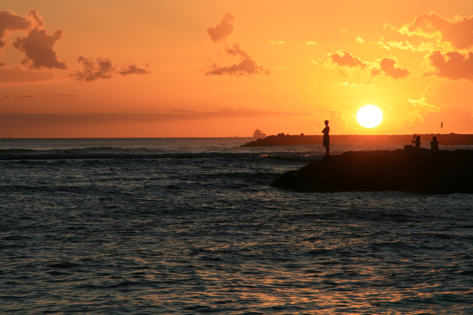 lonely man by sunset